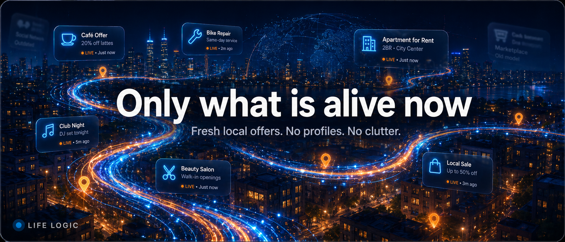 New Infa Logic: no noise, no accounts, only a living local stream